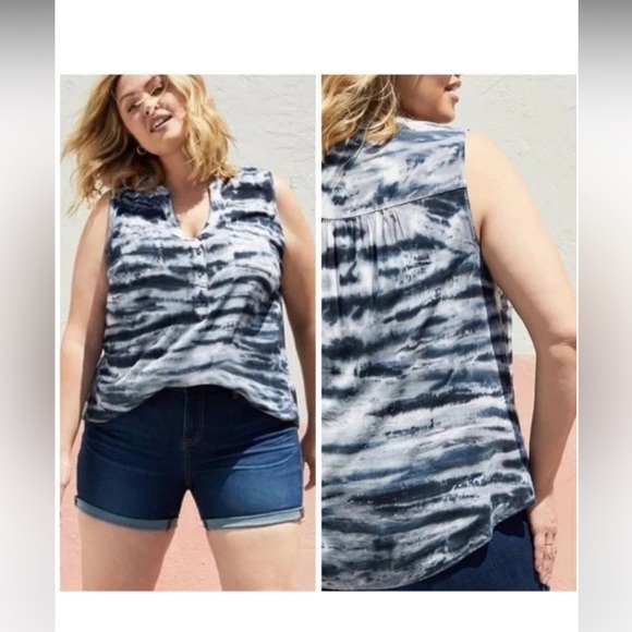 torrid Tops - Torrid Black and White Buttoned Tank Top Blouse